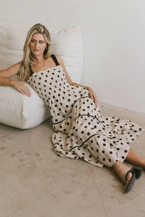 Bohme Matilda Polka Dot Midi Dress Natural Women Dresses