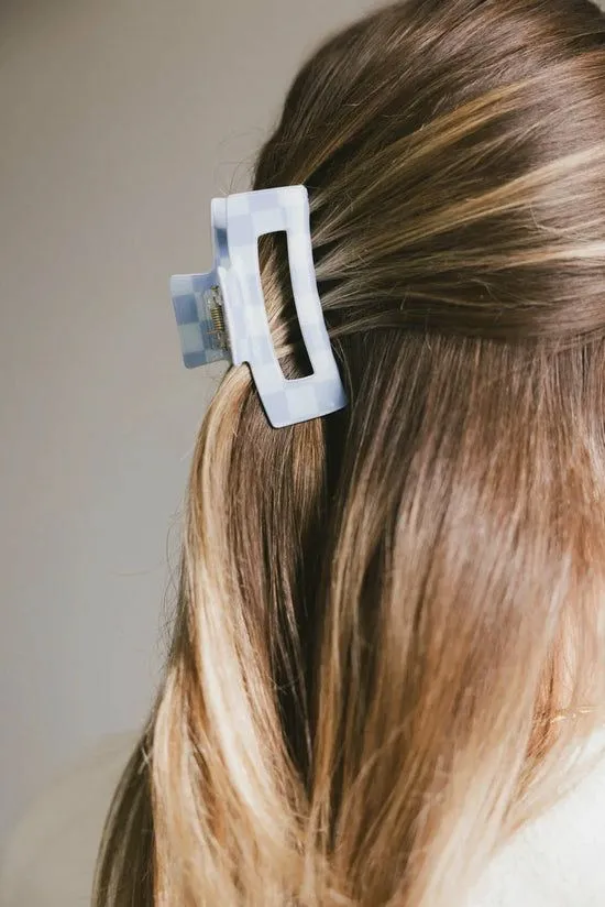 Bohme Medium Cutout Claw Clip In Blue Checker Blue Women Hair Accessories Bohme Medium Cutout Claw Clip In Blue Checker Blue Women Hair Accessories