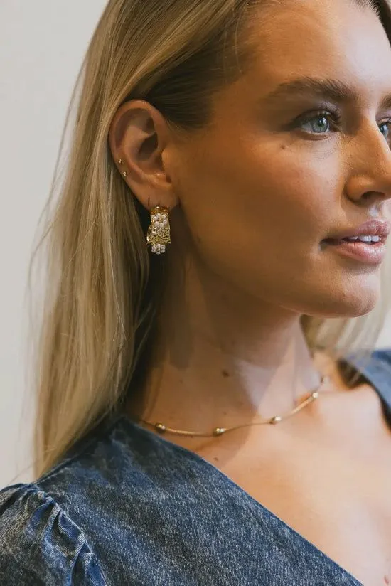 Bohme Mercy Pearl Flower Earrings Gold Women Jewelry