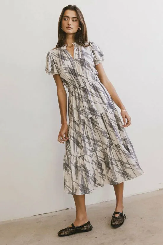 Bohme Mikaela Abstract Midi Dress Ivory Women Dresses