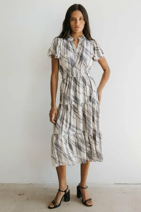 Bohme Mikaela Abstract Midi Dress Ivory Women Dresses