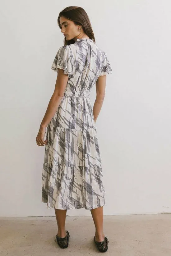 Bohme Mikaela Abstract Midi Dress Ivory Women Dresses