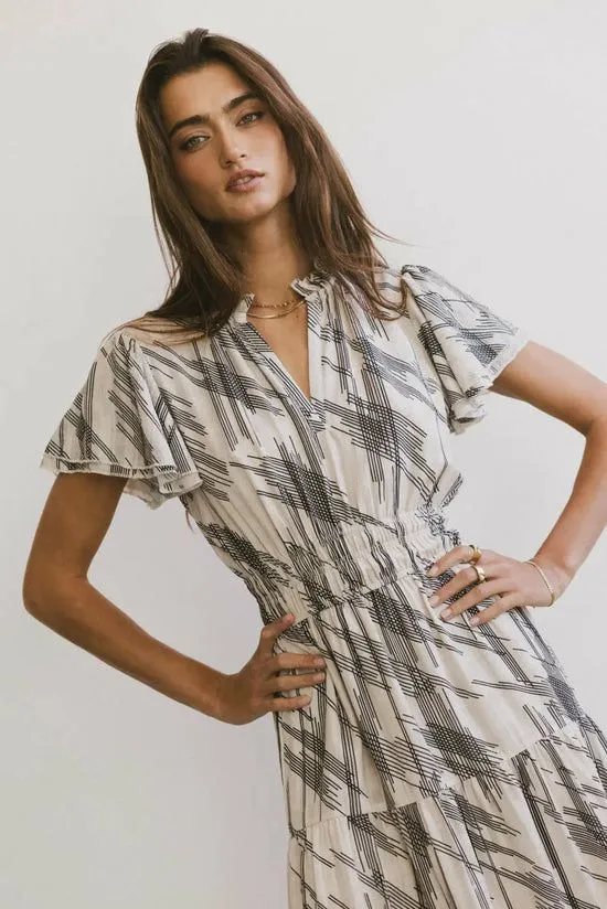 Bohme Mikaela Abstract Midi Dress Ivory Women Dresses