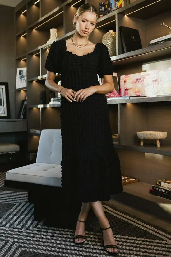 Bohme Miley Bubble Texture Dress In Black Black Women Dresses