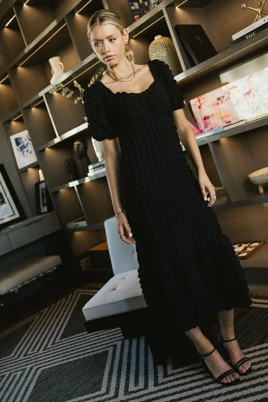 Bohme Miley Bubble Texture Dress In Black Black Women Dresses