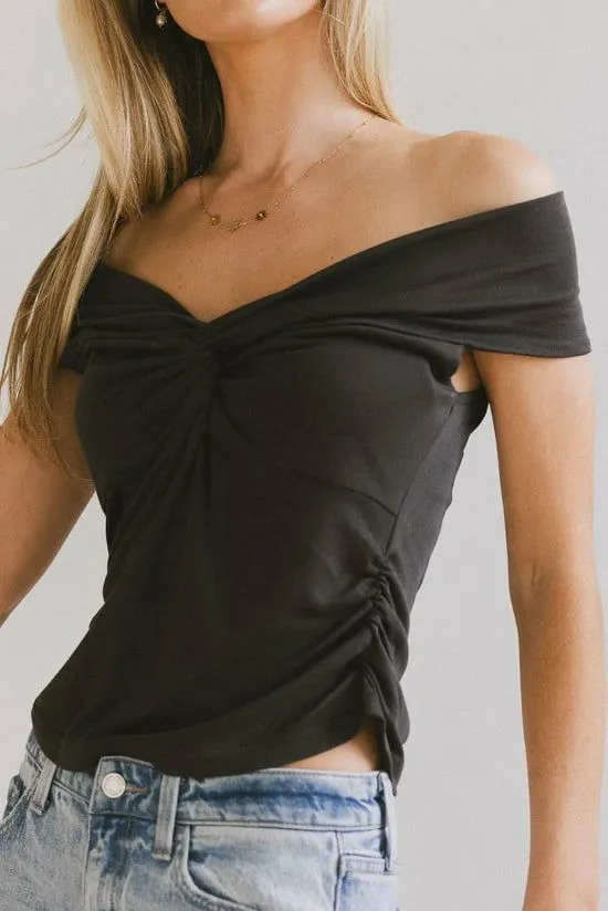 Bohme Natalia Ruched Top In Charcoal Charcoal Women Tops