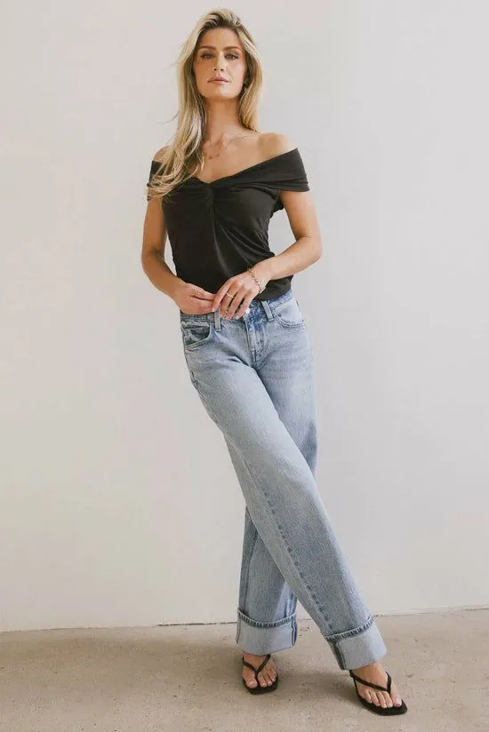 Bohme Natalia Ruched Top In Charcoal Charcoal Women Tops