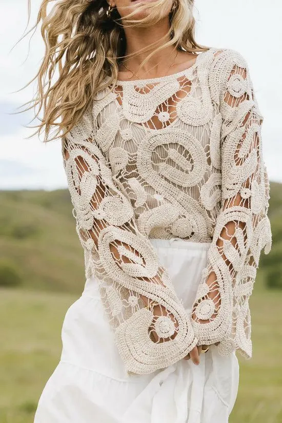 Bohme No Worries Crochet Top In Cream Cream Women Tops