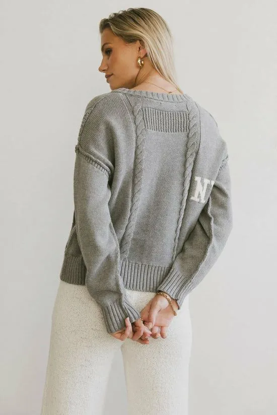 Bohme NYC Cable Knit Sweater Grey Women Sweaters