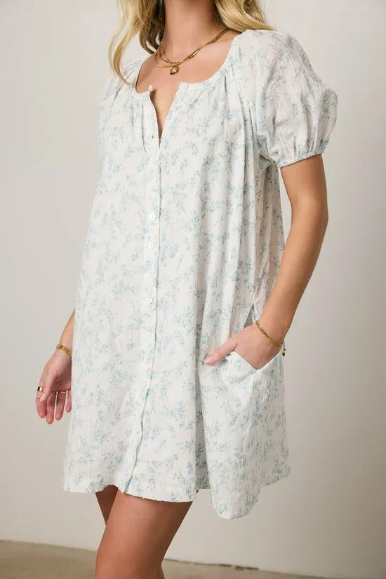 Bohme Pattie Floral Baby Doll Dress In Blue Blue Women Dresses