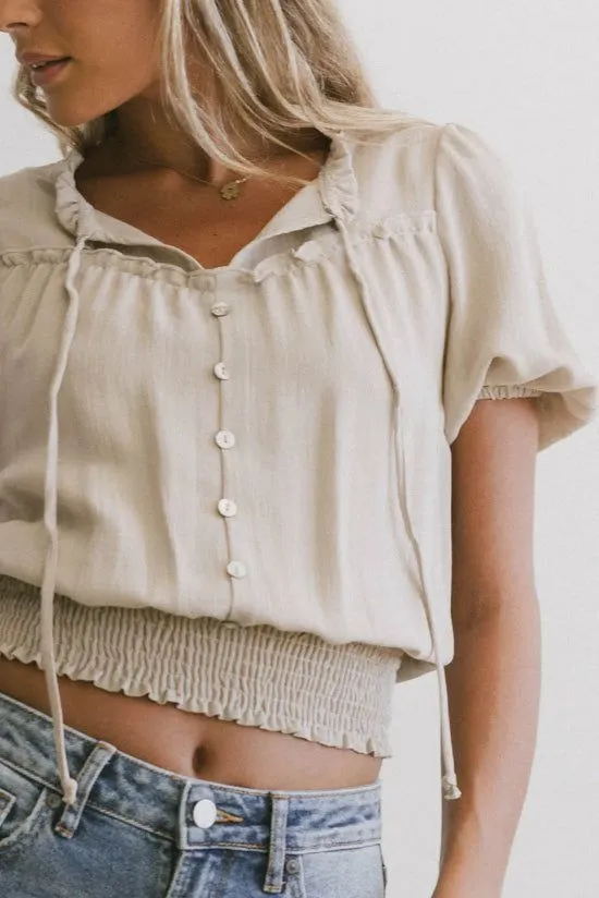 Bohme Pax Smocked Blouse In Sand Women Blouses