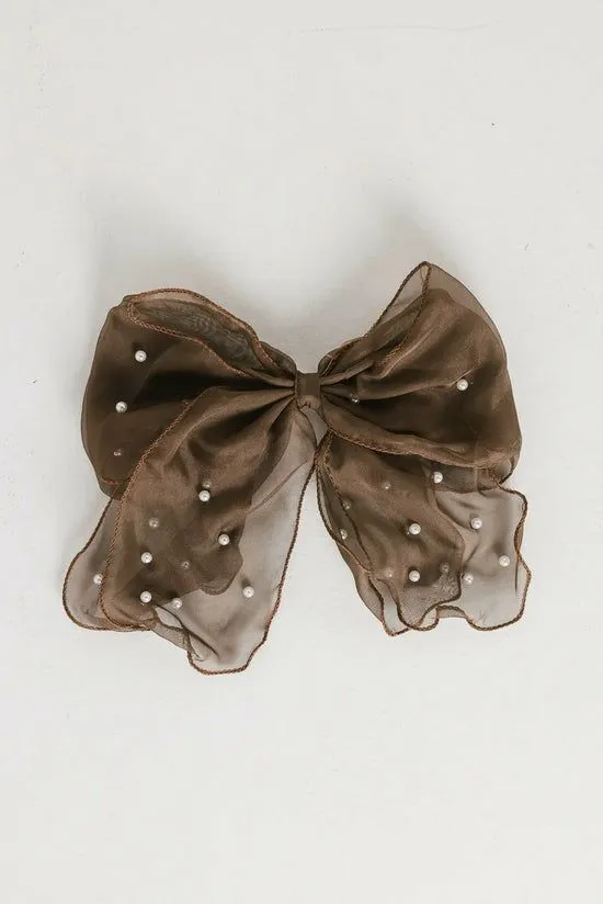 Bohme Pearl Bow Hair Clip In Brown Brown Women Hair Accessories