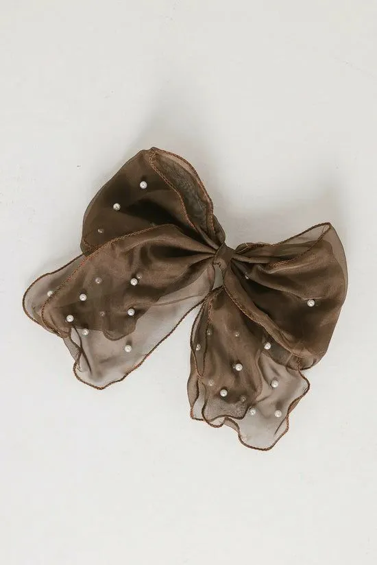 Bohme Pearl Bow Hair Clip In Brown Brown Women Hair Accessories
