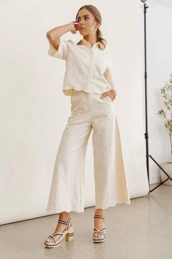 Bohme Perrie Floral Wide Leg Pants In Cream Cream Women All Bottoms