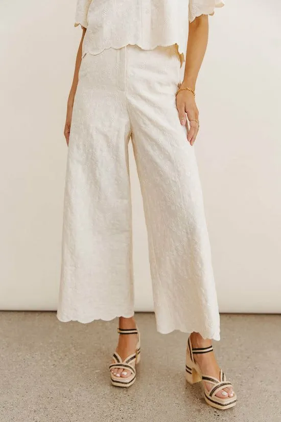 Bohme Perrie Floral Wide Leg Pants In Cream Cream Women All Bottoms