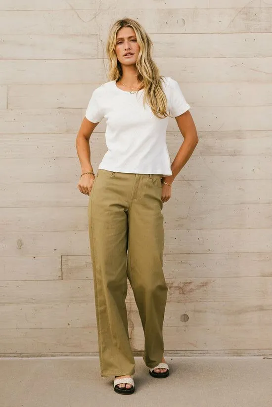 Bohme Porsha Straight Leg Jeans In Olive Olive Women Denim