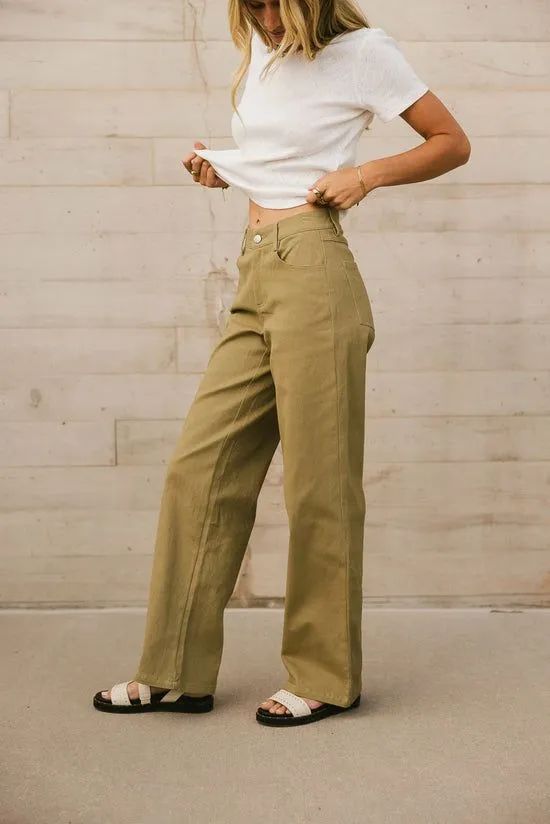 Bohme Porsha Straight Leg Jeans In Olive Olive Women Denim