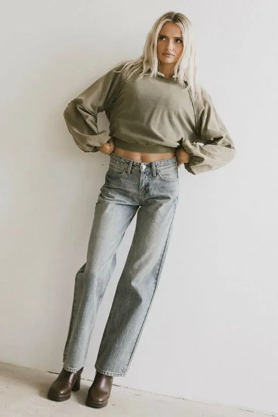 Bohme Porter Distressed Crewneck In Olive Olive Women Sweaters