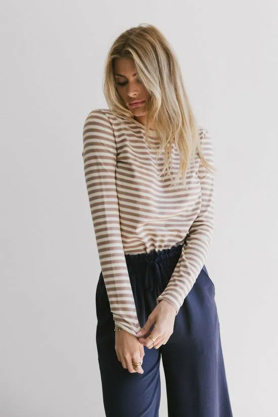 Bohme Reggie Striped Top In Brown Brown Women Tees and Tanks