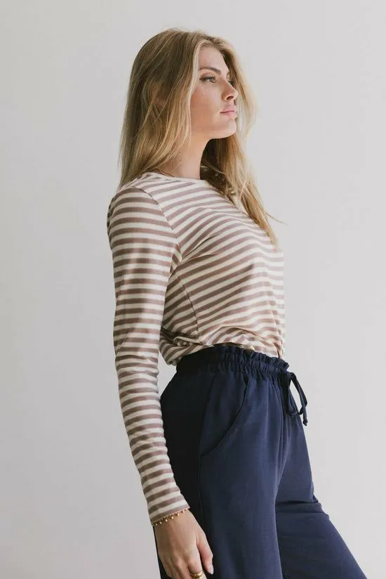 Bohme Reggie Striped Top In Brown Brown Women Tees and Tanks