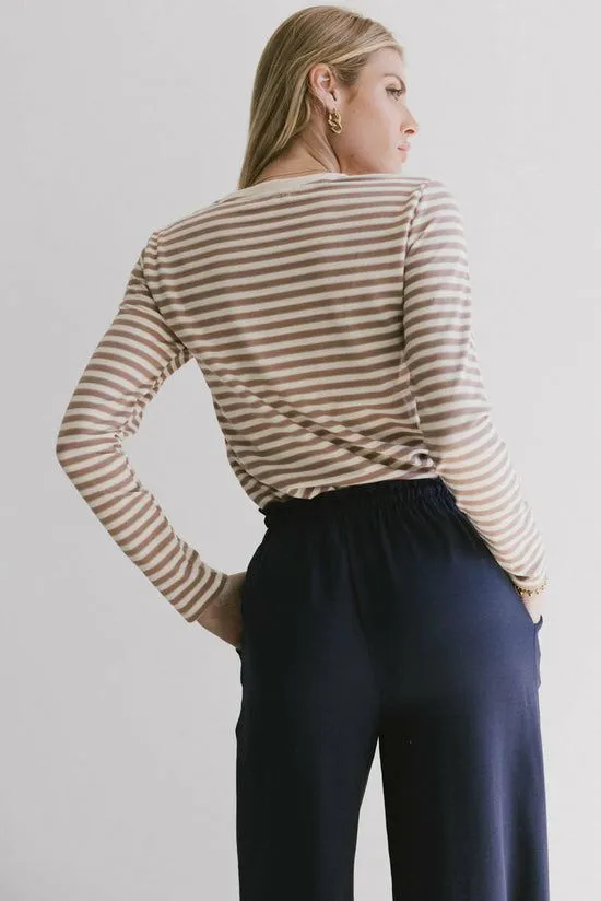 Bohme Reggie Striped Top In Brown Brown Women Tees and Tanks