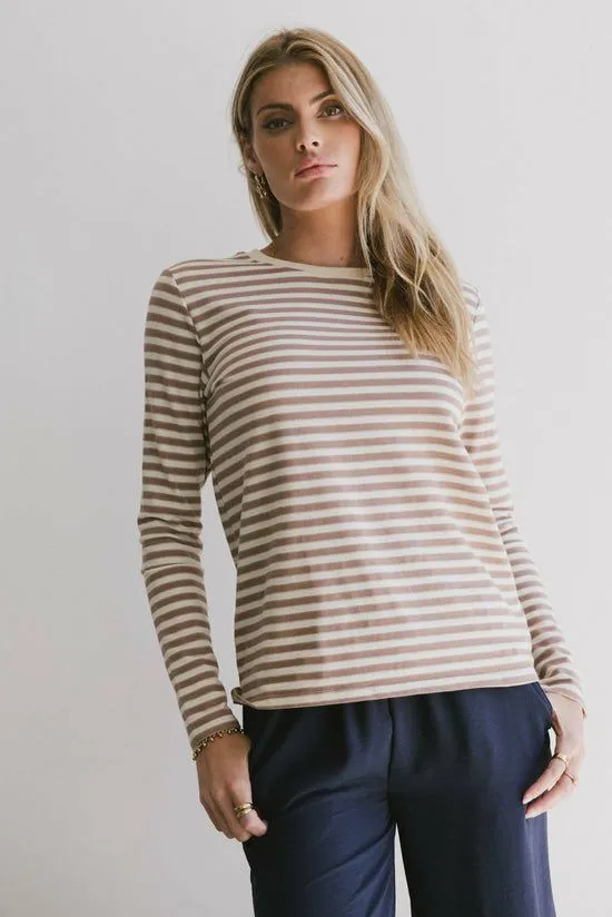 Bohme Reggie Striped Top In Brown Brown Women Tees and Tanks