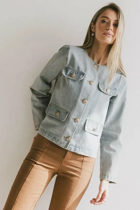 Bohme Riven Denim Jacket Medium Wash Women Jackets