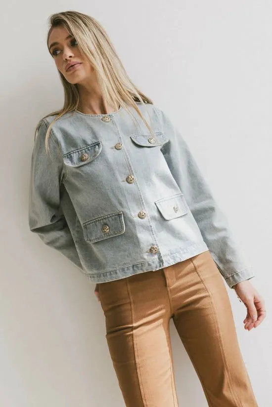 Bohme Riven Denim Jacket Medium Wash Women Jackets