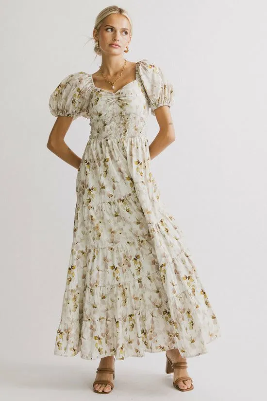 Bohme Robbie Floral Midi Dress In Mauve Mauve Women Dresses