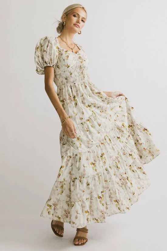 Bohme Robbie Floral Midi Dress In Mauve Mauve Women Dresses