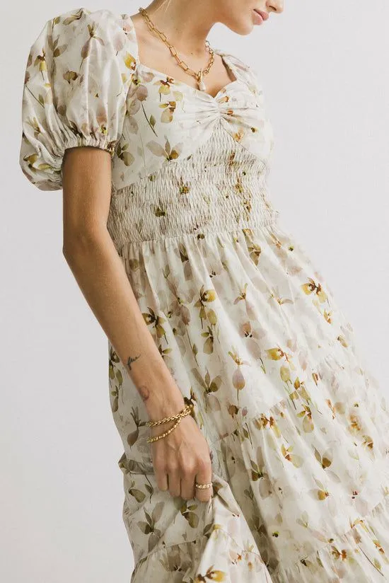 Bohme Robbie Floral Midi Dress In Mauve Mauve Women Dresses