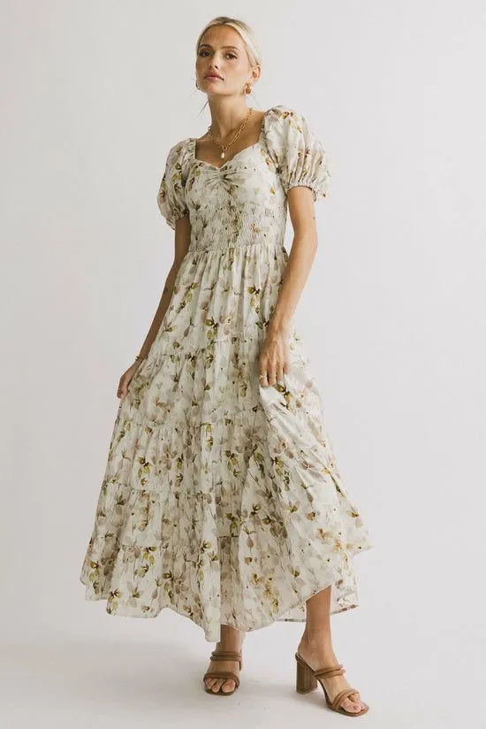 Bohme Robbie Floral Midi Dress In Mauve Mauve Women Dresses