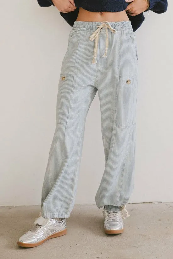 Bohme Robyn Striped Pants In Denim Denim Women All Bottoms