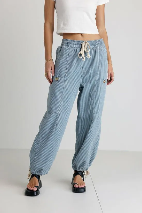 Bohme Robyn Striped Pants In Denim Denim Women All Bottoms