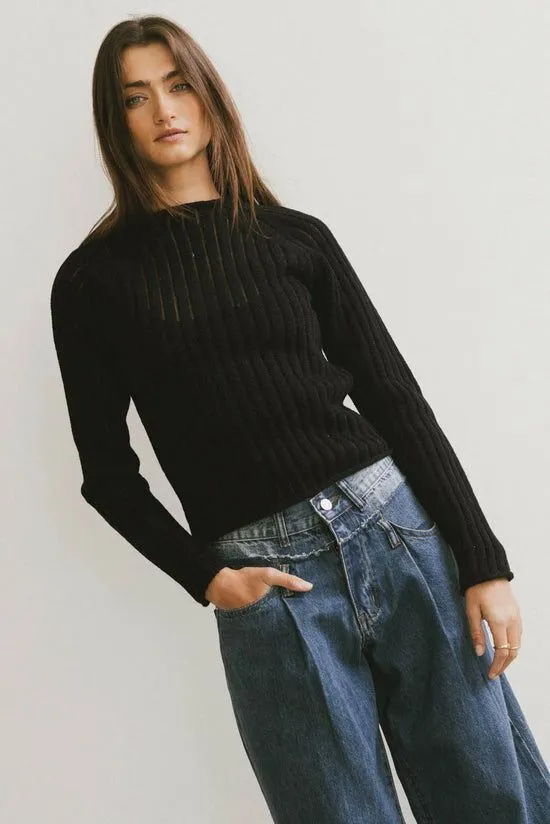 Bohme Ruby Striped Sheer Sweater In Black Black Women Sweaters