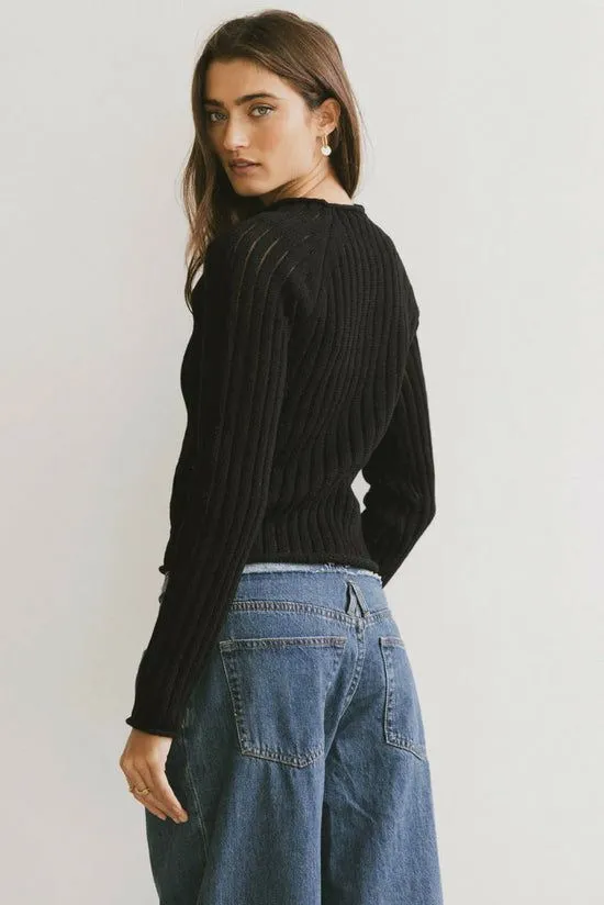 Bohme Ruby Striped Sheer Sweater In Black Black Women Sweaters