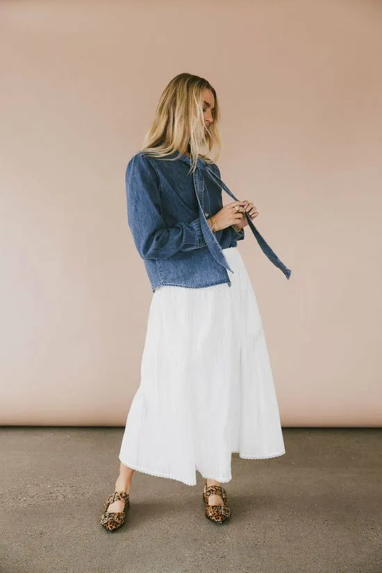 Bohme Savv Denim Button Up Medium Wash Women Tops