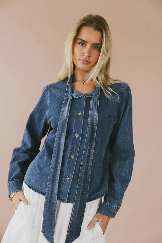 Bohme Savv Denim Button Up Medium Wash Women Tops