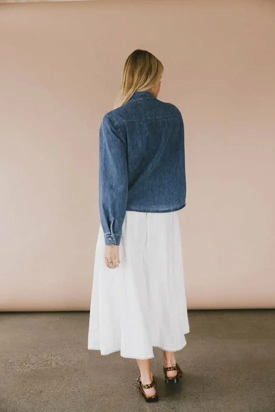 Bohme Savv Denim Button Up Medium Wash Women Tops