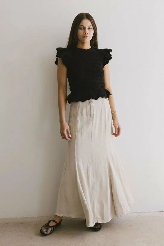 Bohme Shelly Ruffled Sweater Top In Black Black Women Sweaters