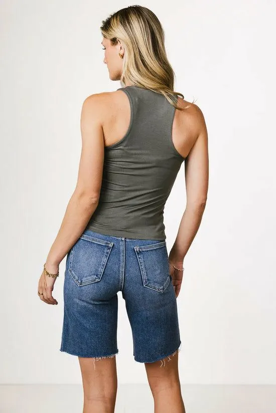 Bohme Sleek Jersey Solid Tank In Charcoal Charcoal Women Tees and Tanks