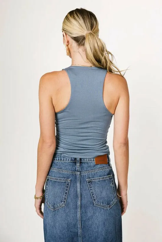 Bohme Sleek Jersey Solid Tank In Slate Slate Women Tees and Tanks