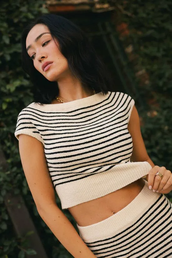 Bohme Smith Knit Striped Sweater Beige Women Sweaters