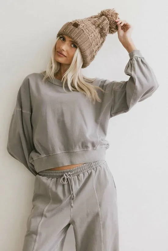 Bohme Sutton Exposed Seam Crewneck In Grey Grey Women Loungewear