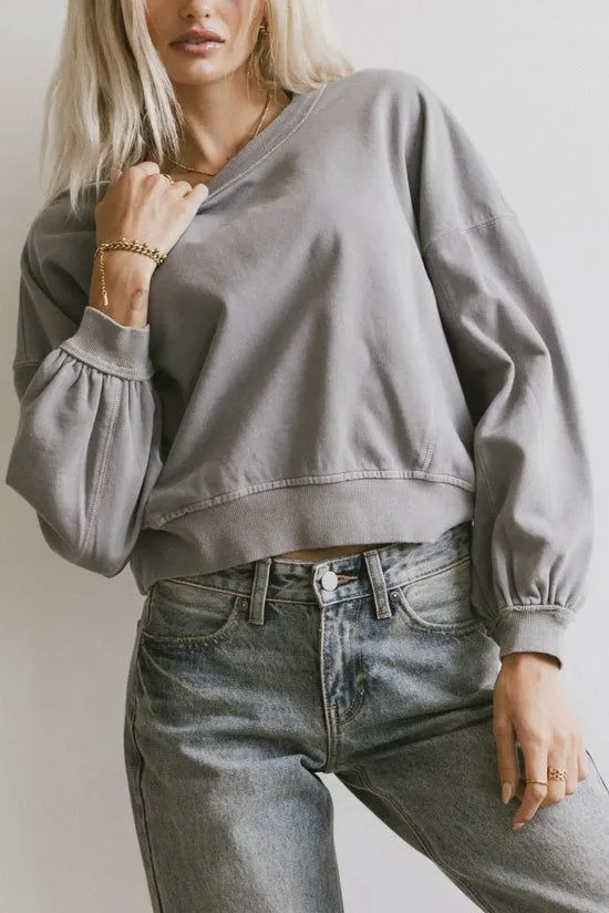 Bohme Sutton Exposed Seam Crewneck In Grey Grey Women Loungewear