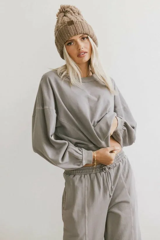 Bohme Sutton Exposed Seam Crewneck In Grey Grey Women Loungewear