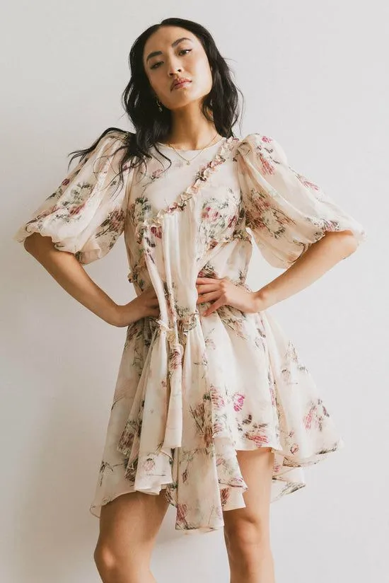 Bohme Tamlyn Floral Mini Dress Ivory Women Dresses