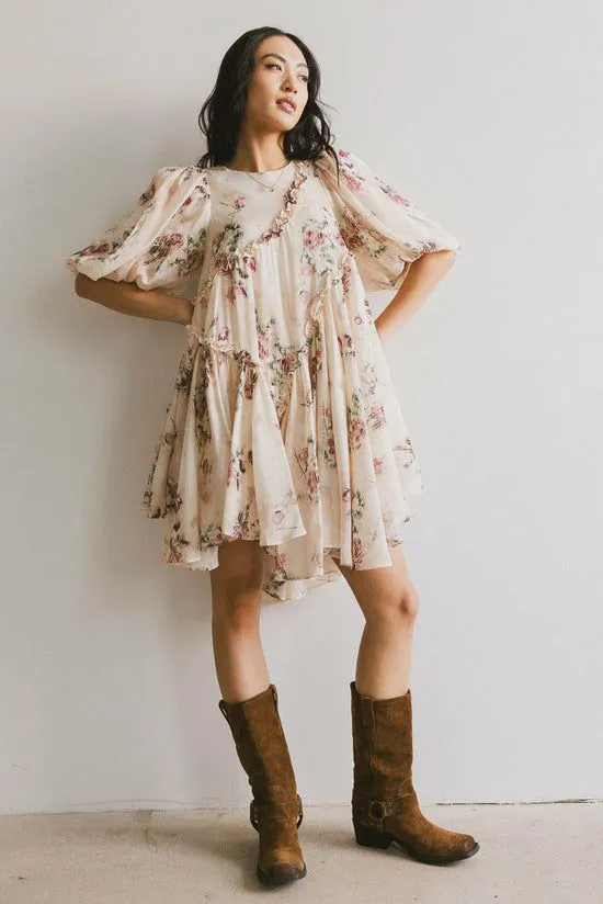 Bohme Tamlyn Floral Mini Dress Ivory Women Dresses