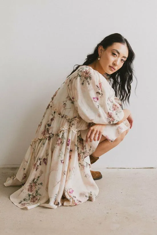 Bohme Tamlyn Floral Mini Dress Ivory Women Dresses