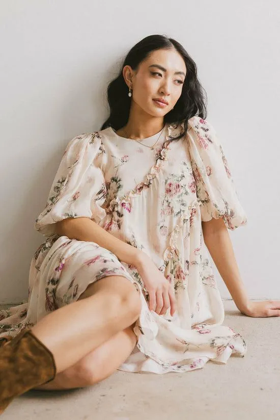 Bohme Tamlyn Floral Mini Dress Ivory Women Dresses
